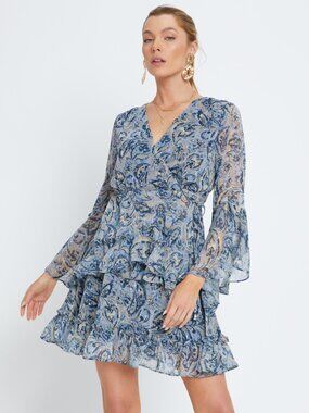 Paisley 2 Piece Set V Neck Ruffle Top and Skirt